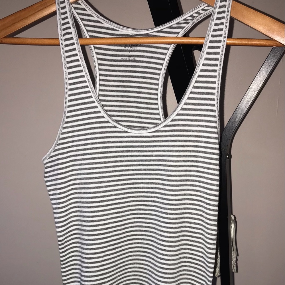 Express Sexy Basics Gray/White Racer Back Tank S